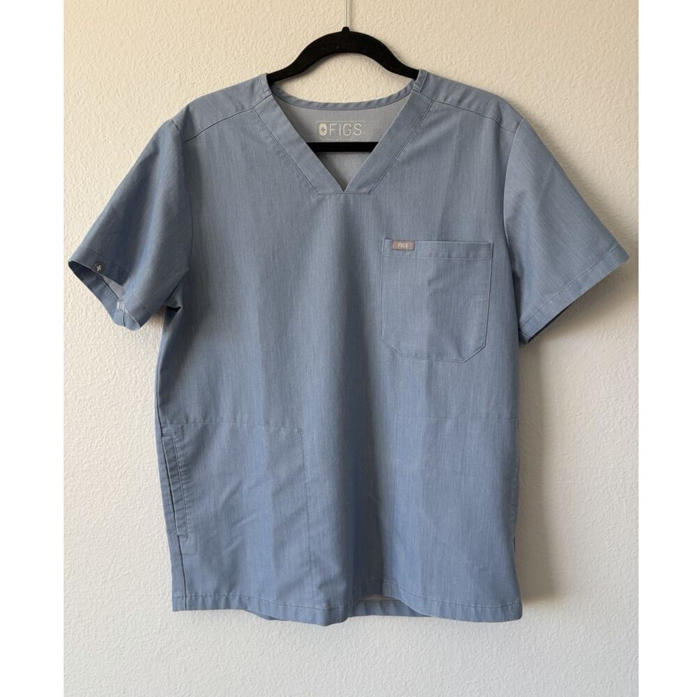 FIGS Technical Collection Women’s V-Neck Blue Scrub Top, Size M, TM3000